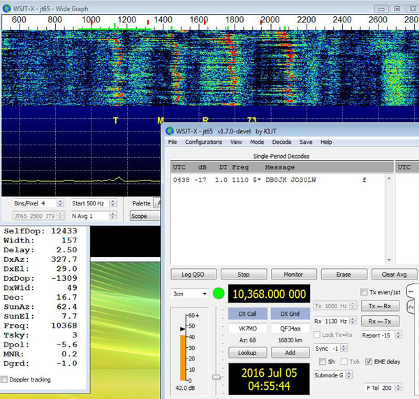 Screenshoot von der Bake DB0JK 10.368 Mhz in JT4